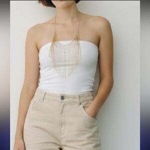 PROM Sale Chain and Rhinestone Necklace Gold Color Whimsigoth 2000’s